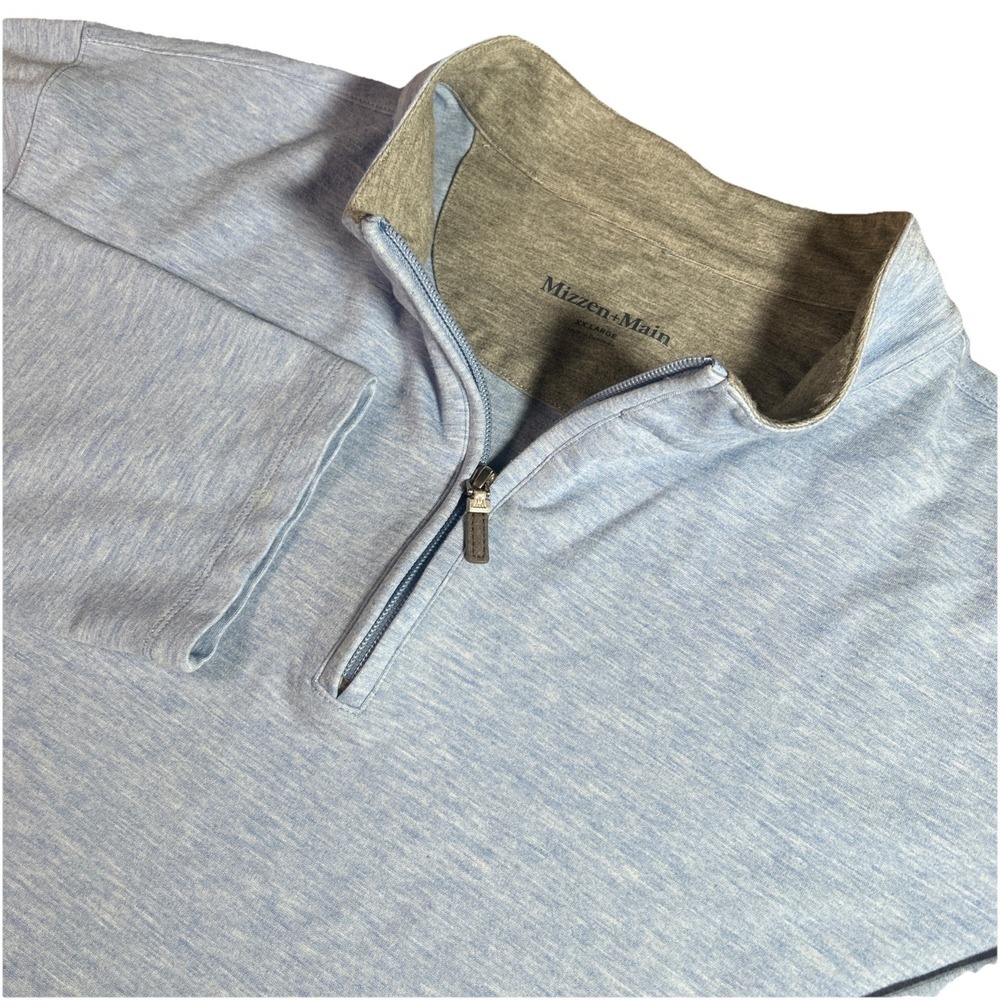 Mizzen+Main Sweater Men's XXL Blue Proflex 1/4 Zip Golf Pullover Stretch Wicking
